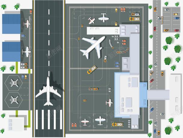 机场平面图png免抠素材_新图网 https://ixintu.com 俯视图 卡通 平面设计 机场 机场平面图 跑道 飞机