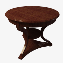 桌子古典老式深棕色古典圆木桌高清图片