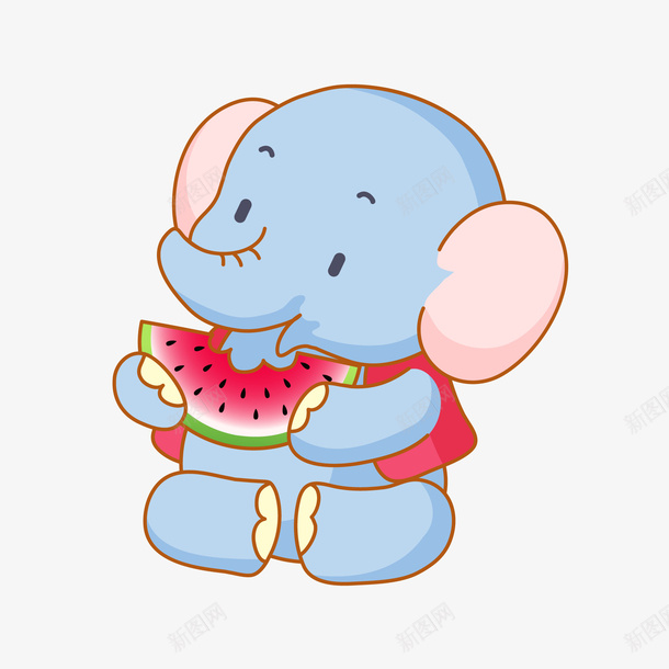 卡通吃西瓜的大象矢量图ai免抠素材_新图网 https://ixintu.com 动物设计 卡通 吃西瓜 大象 小暑 暑假来了 矢量图 西瓜破