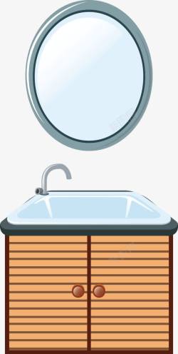 洗脸池卡通圆镜子柜子高清图片