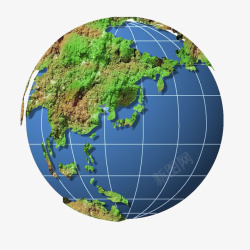 带地球图案的底绿色带立体风格地球经纬网高清图片