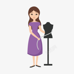 测量尺寸的女服装师素材