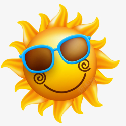 卡通海上日出戴太阳镜的笑脸太阳矢量图高清图片