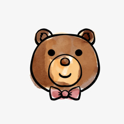 小熊头像素材系领结的卡通小熊高清图片