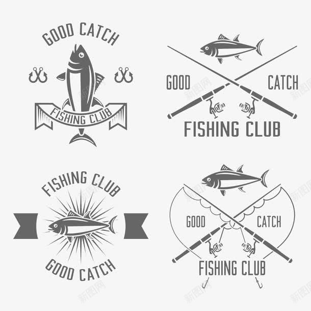 钓鱼标志与渔具图标png_新图网 https://ixintu.com 渔具鱼钩 矢量图标 钓鱼标志