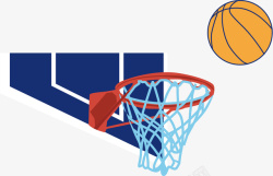 手绘冲篮板手绘篮球比赛篮板篮筐插图矢量图高清图片