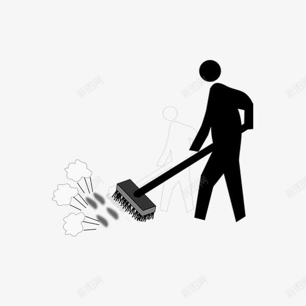 打扫中的人在扫尘png免抠素材_新图网 https://ixintu.com 一尘不染 劳动 尘土 干净清洁 扫地 扫尘 黑色人