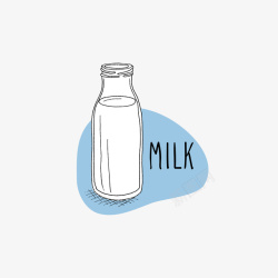 手绘牛奶瓶子矢量图素材