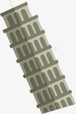 建筑遗迹比萨的斜塔矢量图高清图片