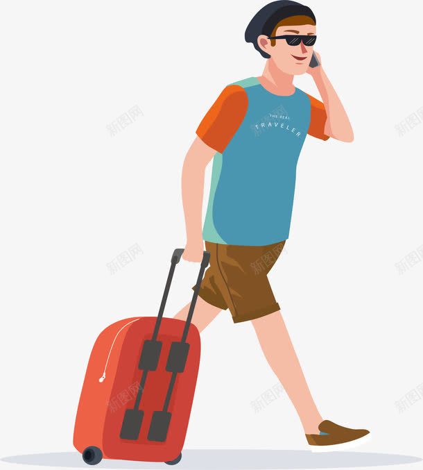 打电话拉着行李的人png免抠素材_新图网 https://ixintu.com 一个人旅游 人物走路分解动作 打电话 拉着行李箱 旅行箱的人 矢量素材 走路打电话 走路的小人