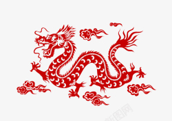 红色手绘中国龙素材