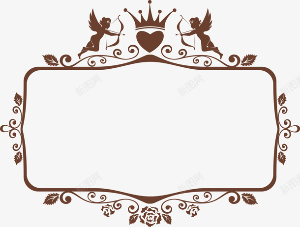 褐色皇冠框架png免抠素材_新图网 https://ixintu.com 丘比特 免抠PNG 框架 爱心 皇冠 褐色 边框纹理