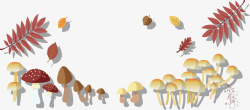 落叶横幅秋天成熟的蘑菇高清图片