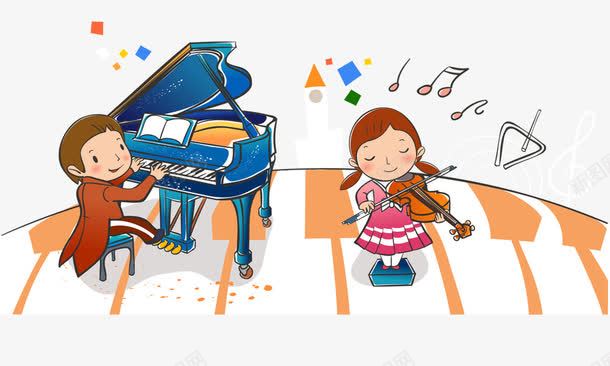 手绘儿童学习元素3png免抠素材_新图网 https://ixintu.com 学习元素 小朋友音乐 弹琴 手绘儿童 拉小提琴 拉小提琴的小朋友 音乐课 音乐课堂
