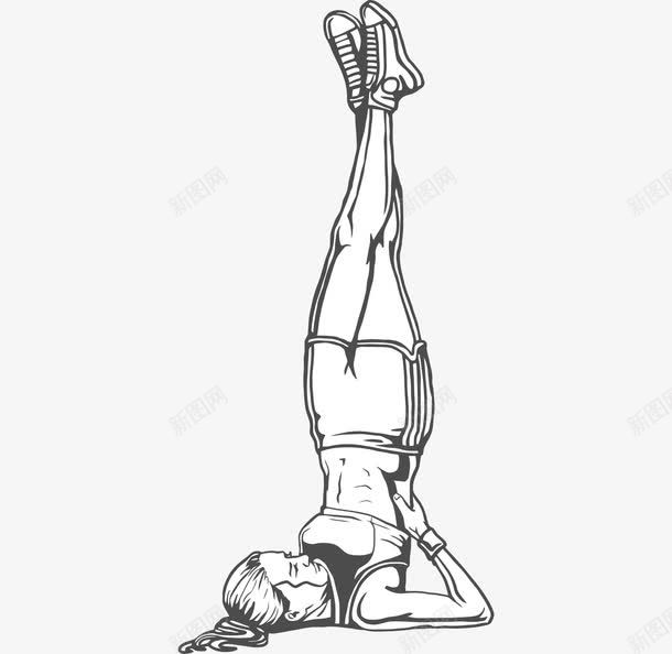 手绘素描锻炼的女人png免抠素材_新图网 https://ixintu.com 倒立 倒立的人 健身 减肥 卡通人物 女人 简笔画 素描 锻炼