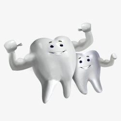 牙医刷牙3D牙齿保护创意图高清图片