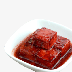 特色红油豆腐乳瓷盘装饰的玫瑰霉豆腐高清图片