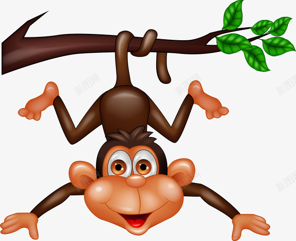 尾巴缠在树干上png免抠素材_新图网 https://ixintu.com 倒挂 动物 哺乳动物 有尾巴 树干 活动灵活 爱吃香蕉 猴子 猴子尾巴 略像人 身上有毛