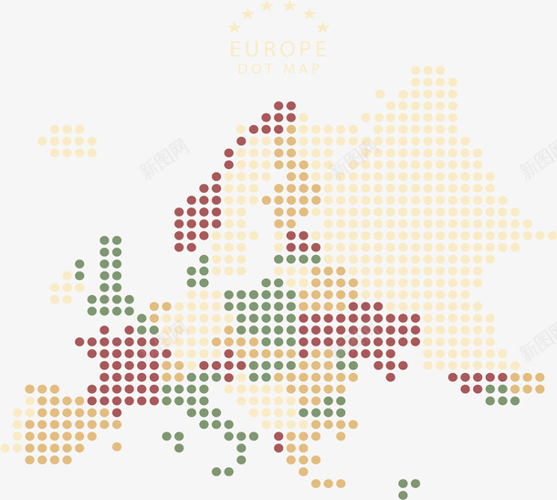 复古风波点欧洲地图矢量图ai免抠素材_新图网 https://ixintu.com 地图 复古风 欧洲 欧洲地图 波点地图 矢量png 矢量图