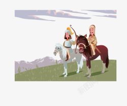 骑马的蒙古少年蒙古人骑马在路上高清图片