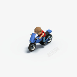 骑摩托车的小人模型素材