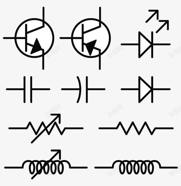 物理电路图标png_新图网 https://ixintu.com 图标 物理 电子元件 电子元件图 电路