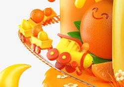 C4D模型背景3D橙子高清图片