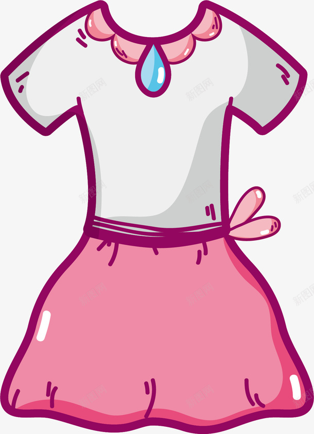 卡通连衣裙png免抠素材_新图网 https://ixintu.com 儿童 公主 可爱 女孩 漂亮 粉色 连衣裙