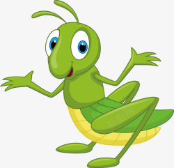绿色大眼睛可爱的卡通小螳螂矢量图高清图片