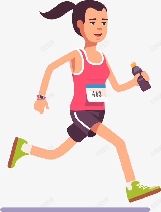 马拉松跑步的女孩png免抠素材_新图网 https://ixintu.com 奔跑 慢跑 拿着水瓶 跑步的女孩 运动员 马拉松