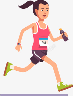 运动水瓶马拉松跑步的女孩高清图片
