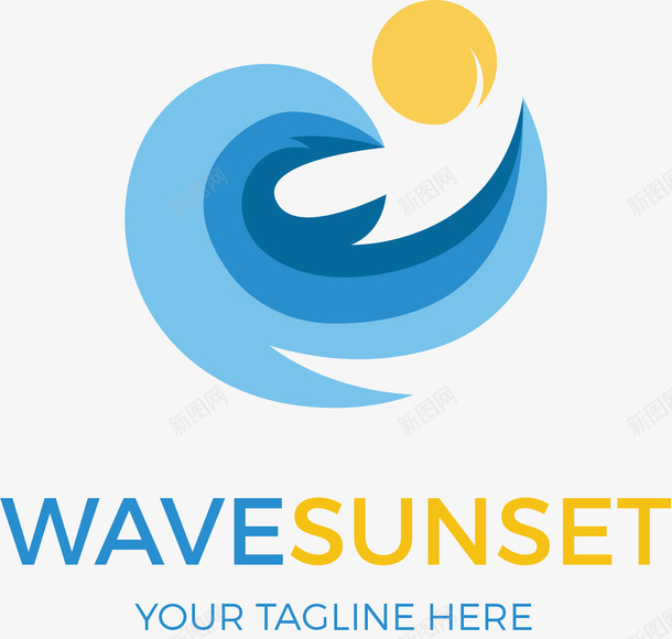 海边日出图标png_新图网 https://ixintu.com 太阳 日出 标识logo设计 水面 海浪logo 海浪浪花 海边 海面 蓝色图标