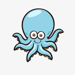 蓝色章鱼卡通手绘章鱼动物矢量图高清图片