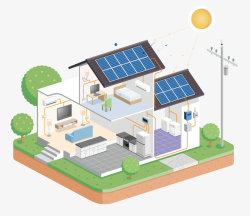 太阳能摆件房顶是太阳能的房子矢量图高清图片