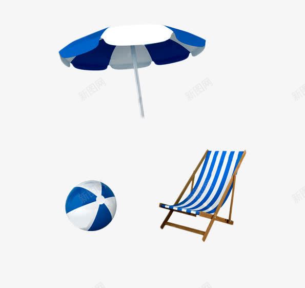 沙滩元素png免抠素材_新图网 https://ixintu.com 夏天沙滩 帐篷 排球 躺椅