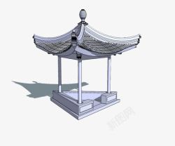 石雕桥面栏杆北京四合院3D模型高清图片