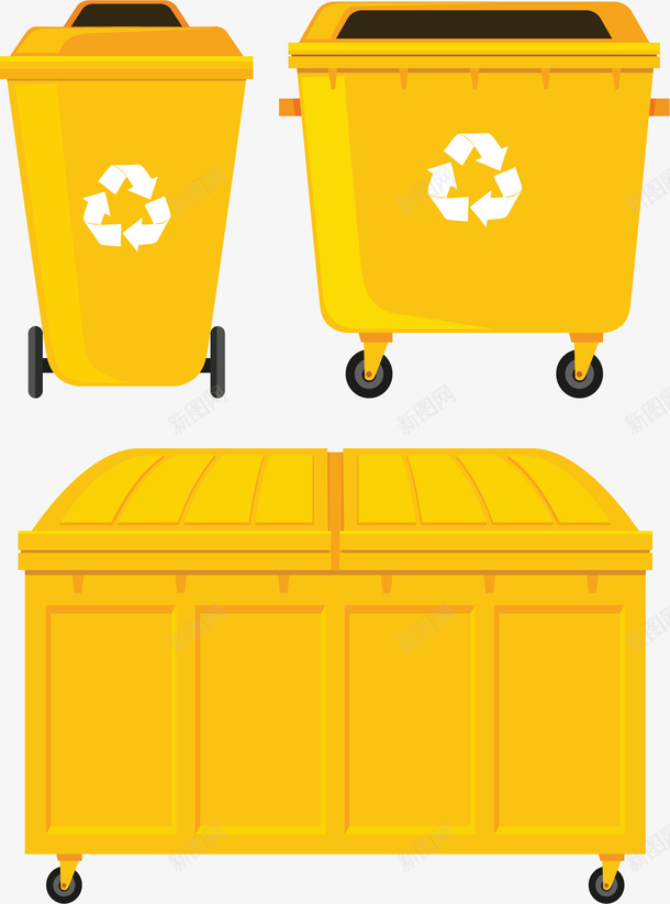 黄色环保可回收垃圾桶矢量图ai免抠素材_新图网 https://ixintu.com 可回收 垃圾桶 环保 环保垃圾桶 矢量png 黄色垃圾桶 矢量图