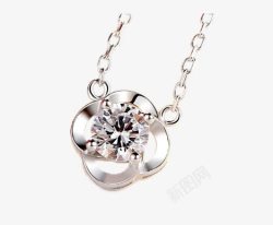 钻石锁骨链3Q饰品925银玫瑰水晶花朵项链高清图片