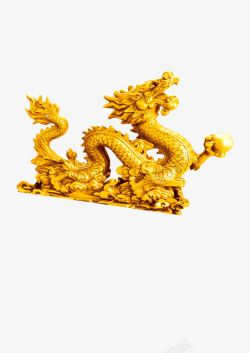 龙雕像一条金色的龙高清图片