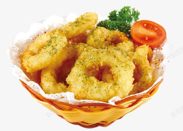 油炸鱿鱼圈png免抠素材_新图网 https://ixintu.com 产品实物 小吃 零食 食品