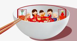 手绘碗筷吃饭图案团圆饭装饰卡通高清图片