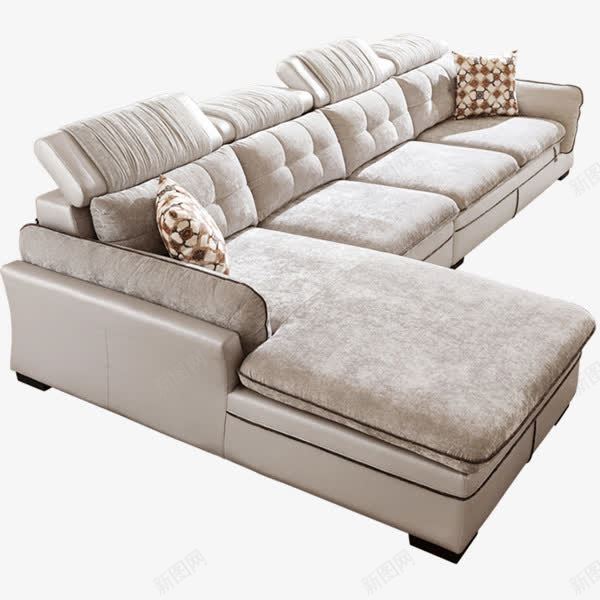 米色绒面沙发png免抠素材_新图网 https://ixintu.com 客厅家具 沙发 米色 软包 靠垫