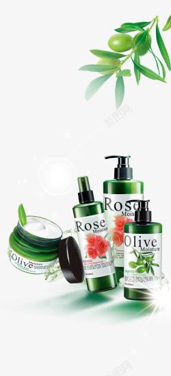 护肤用品设计产品实物玫瑰橄榄洗护用品高清图片