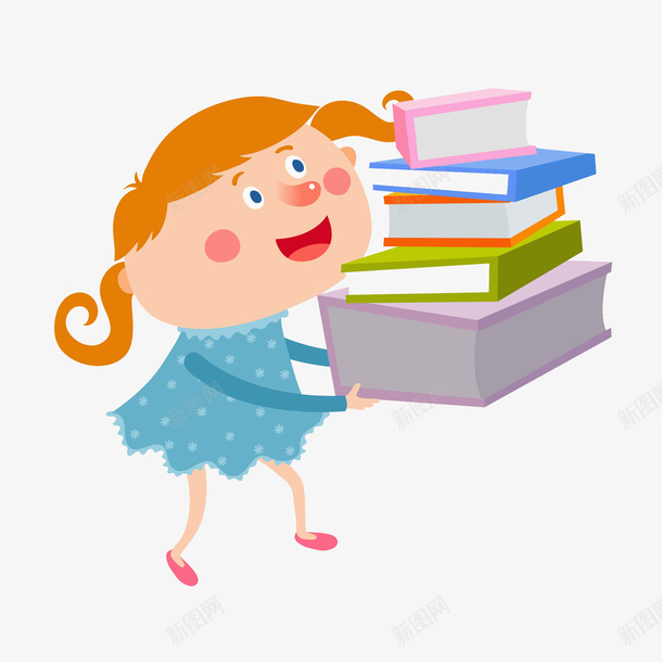 拿着书本的女人png免抠素材_新图网 https://ixintu.com 一摞课本 图书管理员 女人 小辫子 开心的 蓝裙子