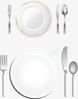 培根刀叉碟子矢量图白色空西餐餐具高清图片