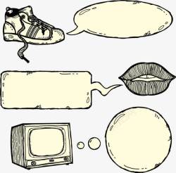 嘴唇素描素描鞋子嘴唇电视机和对话框矢量图高清图片