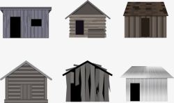 木板屋几个房子高清图片