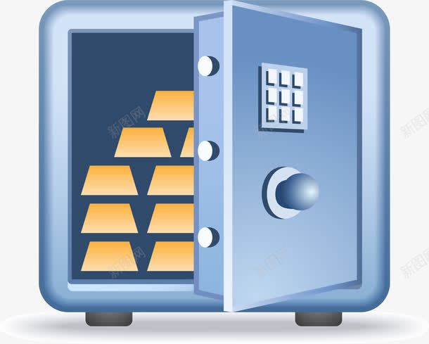 蓝色保险柜图标png_新图网 https://ixintu.com UI 保险柜 保险箱 卡通 图标 手绘 放大镜 贵重物品