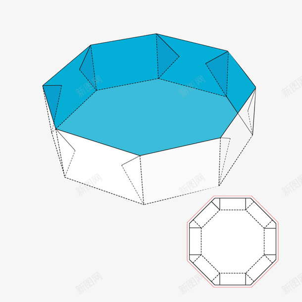 蓝色立体多边形包装结构png免抠素材_新图网 https://ixintu.com 包装 包装结构图 多边形 折叠 模型 立体 结构 蓝色 解析