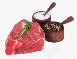牛肉肉排新鲜牛腩和调料高清图片